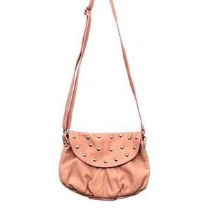 MAURIZIO TAIUTI Pink Leather Studded Crossbody Bag